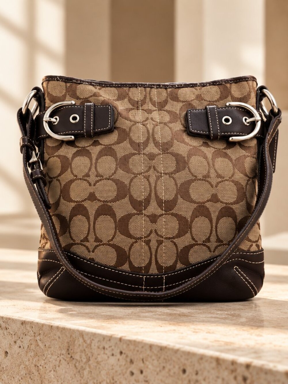 VINTAGE AUTHENTIC COACH CANVAS SHOULDER BAG
